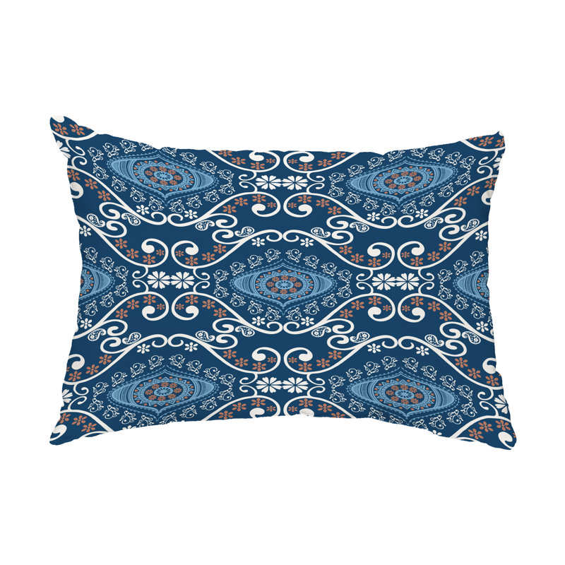 Illuminate Geometric Outdoor Reversible Throw Pillow, Navy Blue
