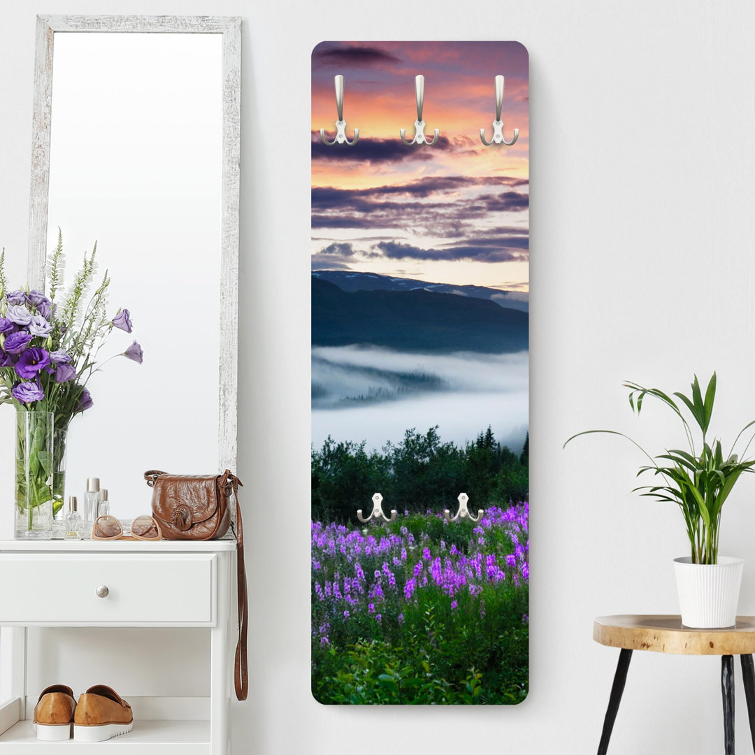 Pereira 5 - Hook Wall Mounted Coat Rack in Purple