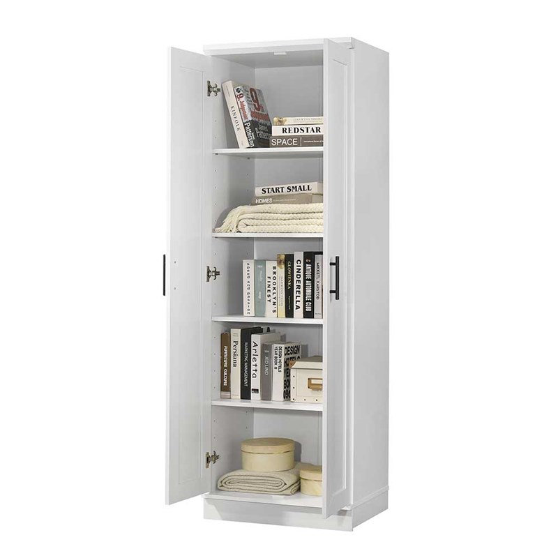  Armoire de rangement contemporaine en bois d'ingénierie blanc, Blanc