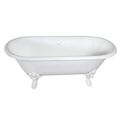 Kingston Brass Aqua Eden 72-Inch Cast Iron Oval Double Ended Clawfoot Tub (No Faucet Drillings)