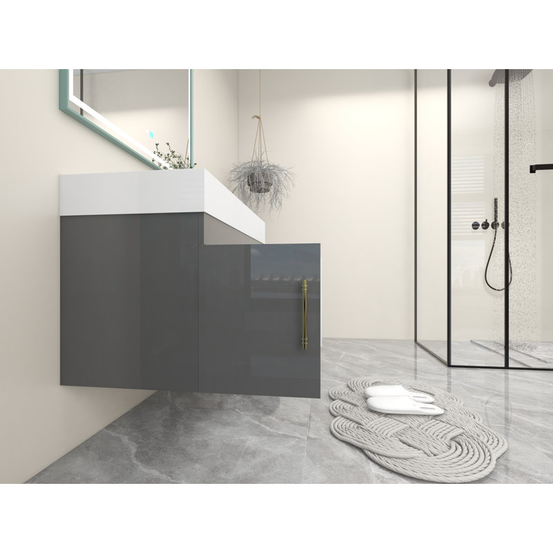 Ensemble de meuble-lavabo simple 42 po, Gris ultrabrillant