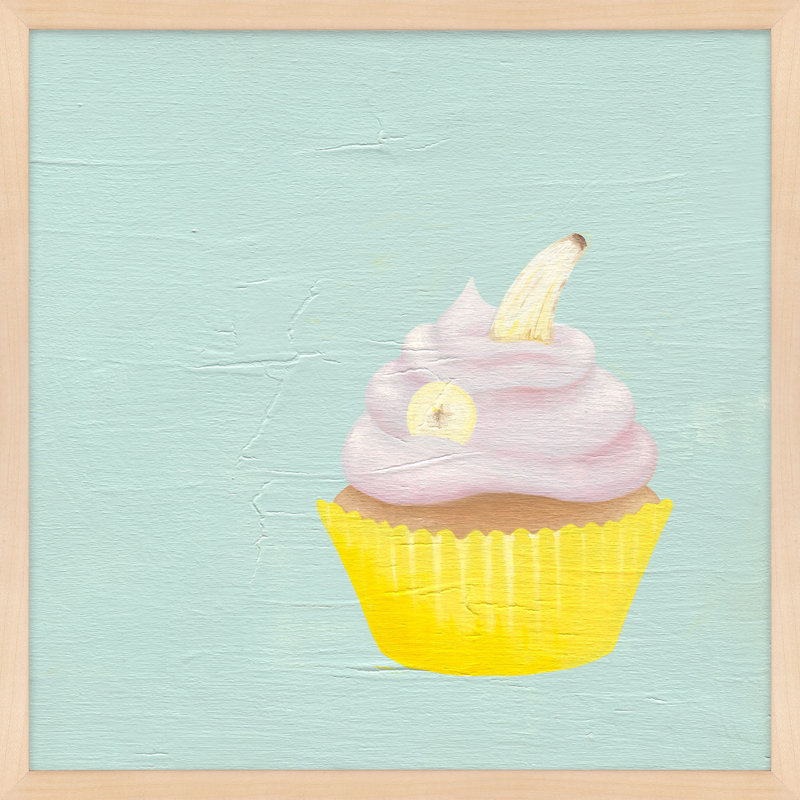 Banana Cupcake Print by Katy Montica, 30" W x 30" H x 1.25" D, Beige Framed Paper