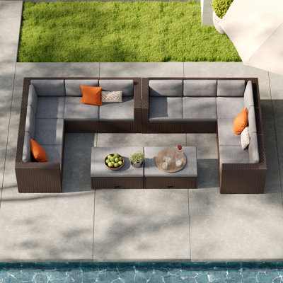 10-person Seat U-shaped Outdoor Sectional Set