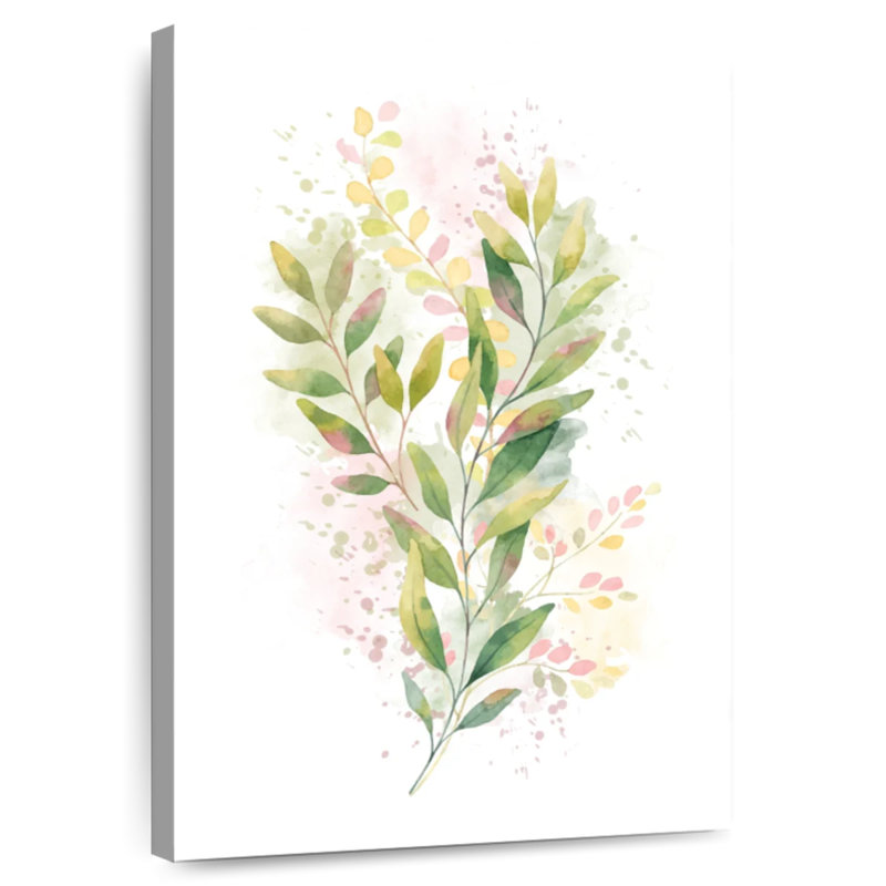 Green Leaf Branch Splatter, 30" H x 20" W