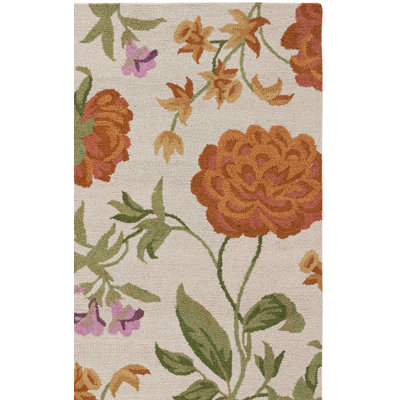 Tapis floral en laine crocheté à la main Emrick