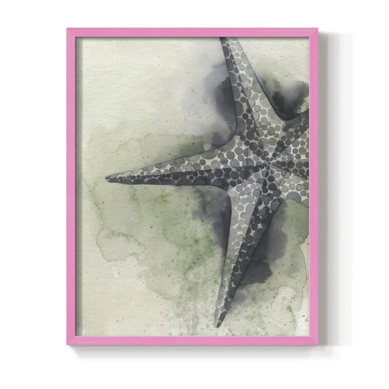 «Found Starfish II», reproduction encadrée - bois massif, H 11 po x l 9 po, Rose