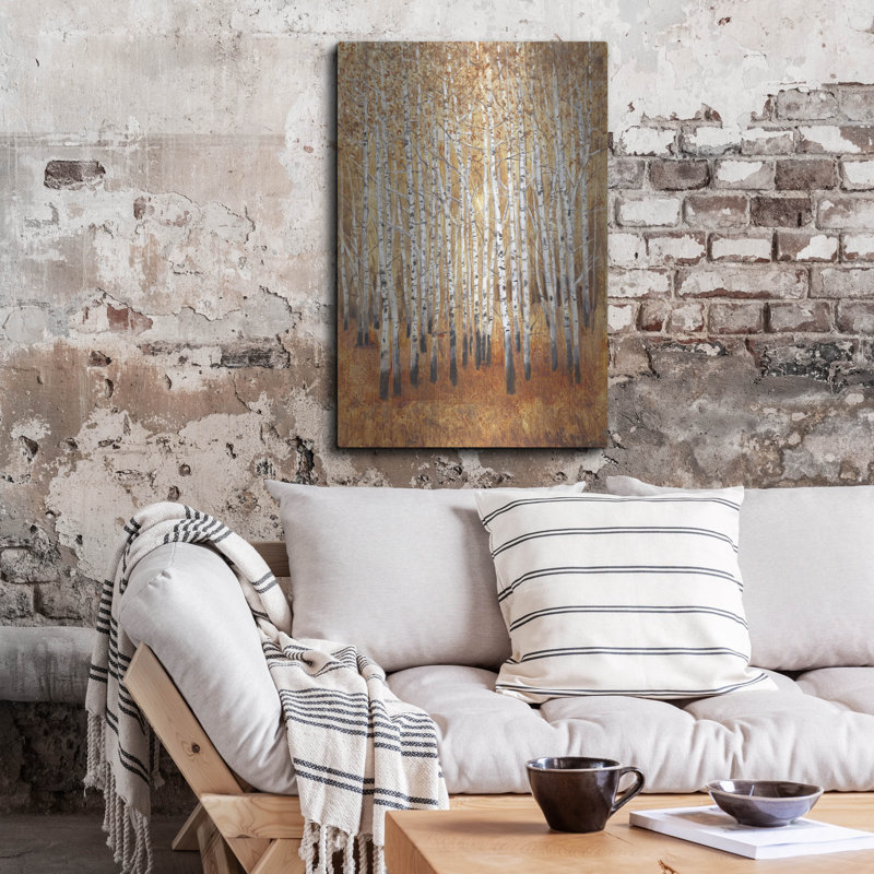 Art mural en métal «Sienna Birches II» par Tim O'Toole, H 36 po x l 24 po