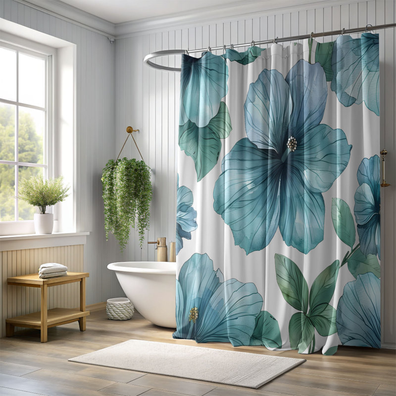 Rideau de douche Pastel Flora - Premium, H 74 po x l 71 po