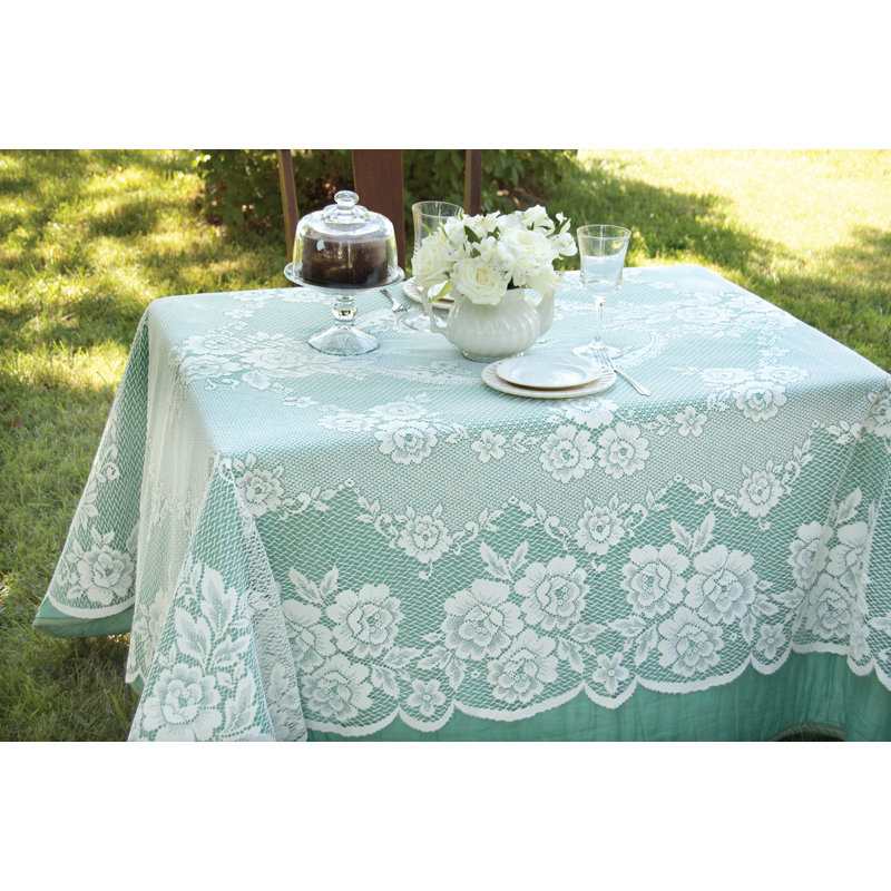 Billups Floral Tablecloth, 108" L x 60" W, White