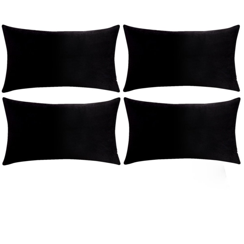 Velvet Reversible Throw Pillow, Black