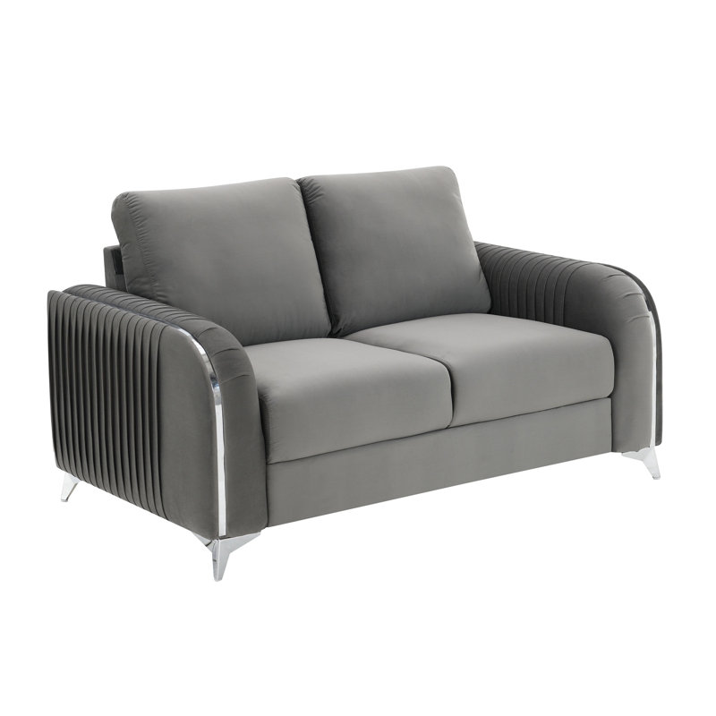 Causeuse en velours gris Wenona