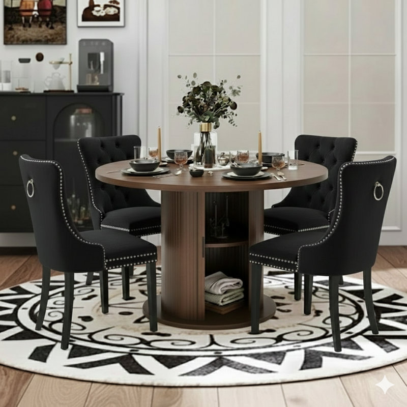 Ensemble de table de salle à manger 5 pièces pour 4 à 6 personnes, Noir