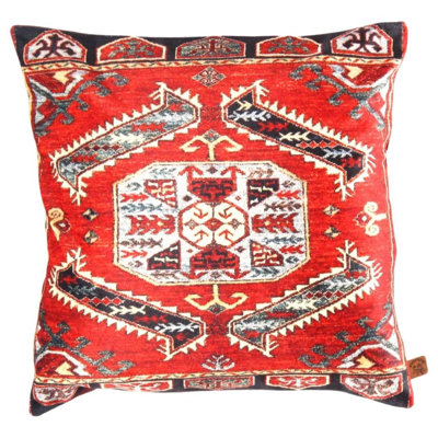 Coussin en velours à motif traditionnel kazakh 40 x 40 cm