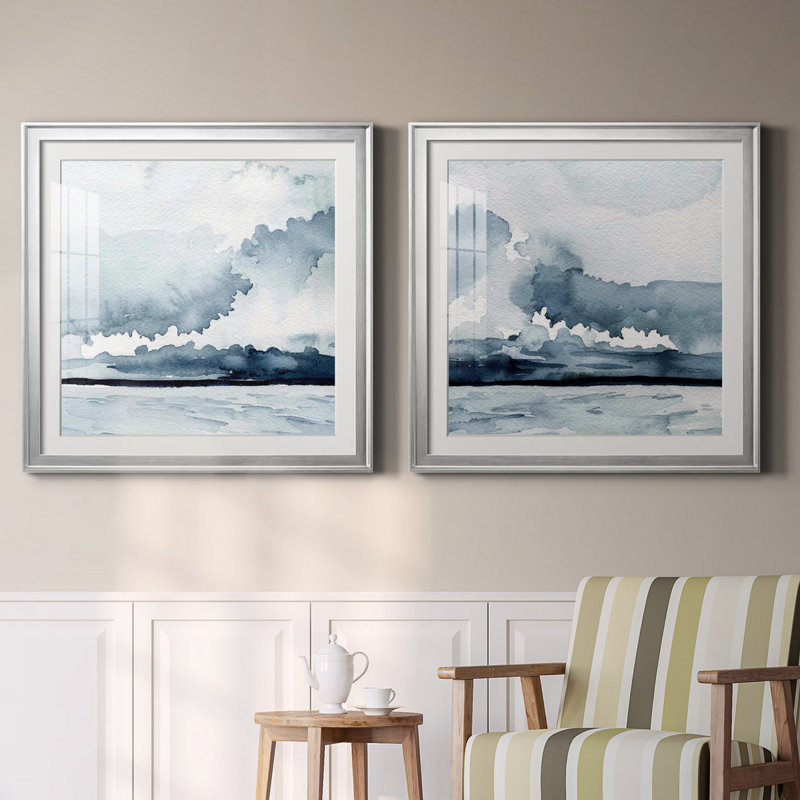 Passing Rain Storm IV Passing Rain Storm IV - Ensemble de 2 cadres photo, H 26,5 po x l 53 po x P 1,5 po, Blanc