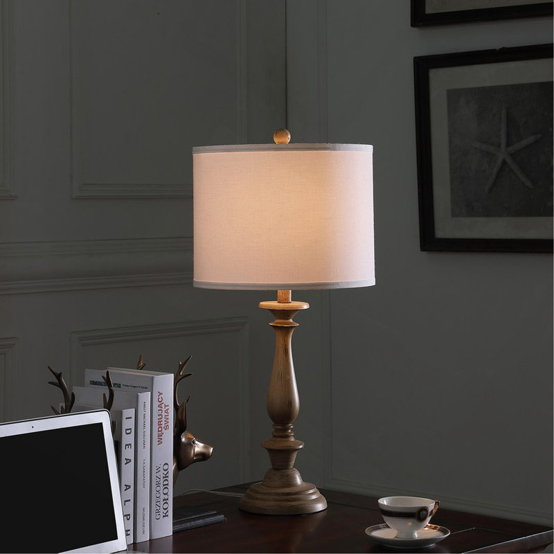 Lampe de table en polyrésine effet bois 27,5 po