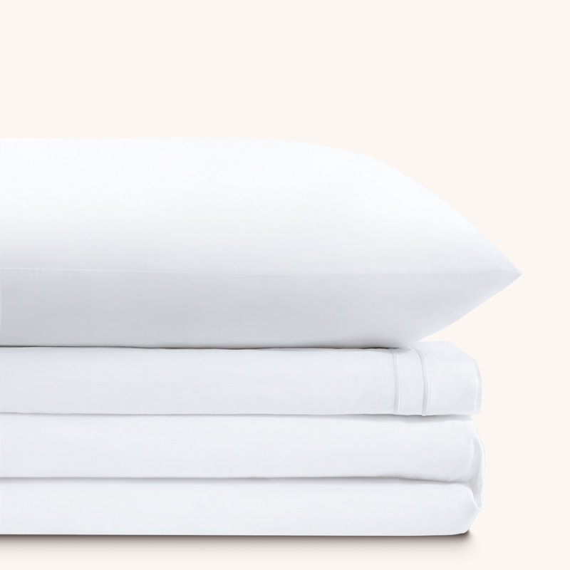 Sofia 100% Cotton Sateen Sheet Set, Twin, White