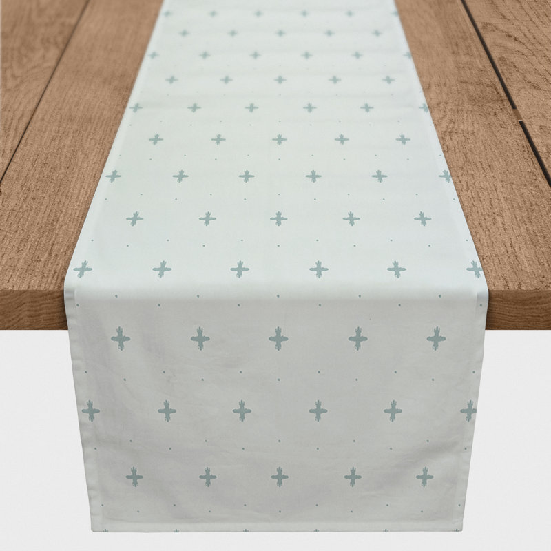 Rectangular Polka Dots Table Runner, 90" x 16", Blue