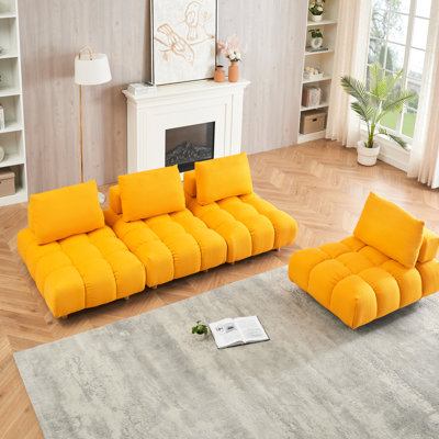 120 po de long avec tissu jaune, spacieux pour le bureau de salon, tissu de 120 po