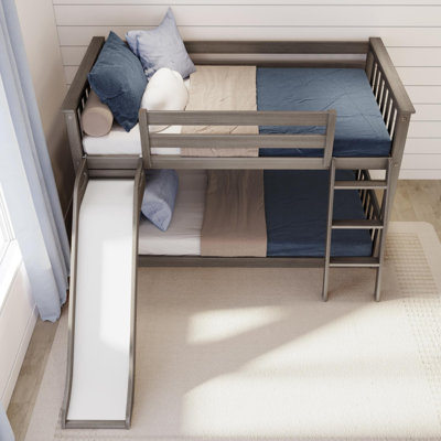 Kincer Twin Over Twin Solid Wood Low Loft Bunk Bed