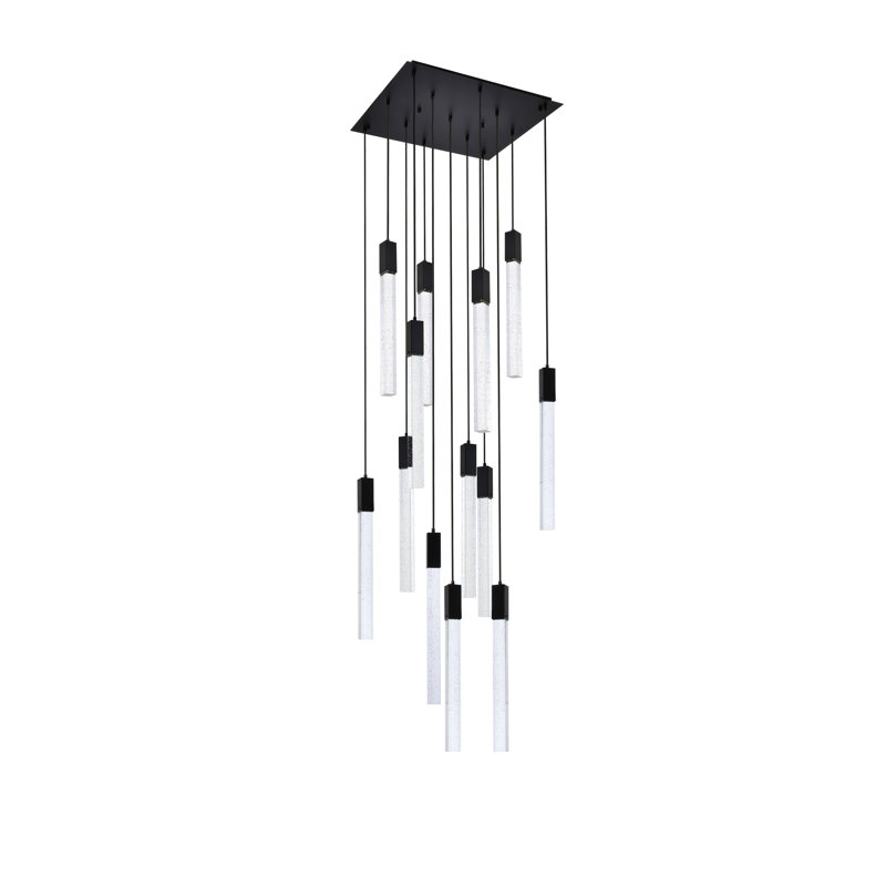 Luminaire suspendu rectangulaire à 13 lumières Aliha, Noir