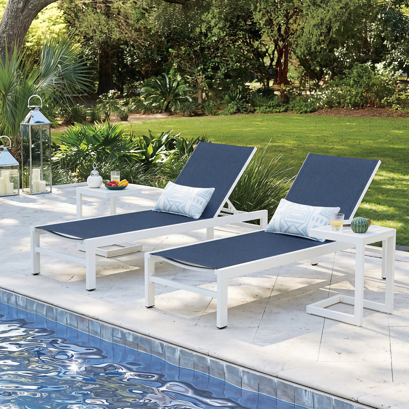 Ensemble de chaises longues inclinables 76,8 po Patio, Marine