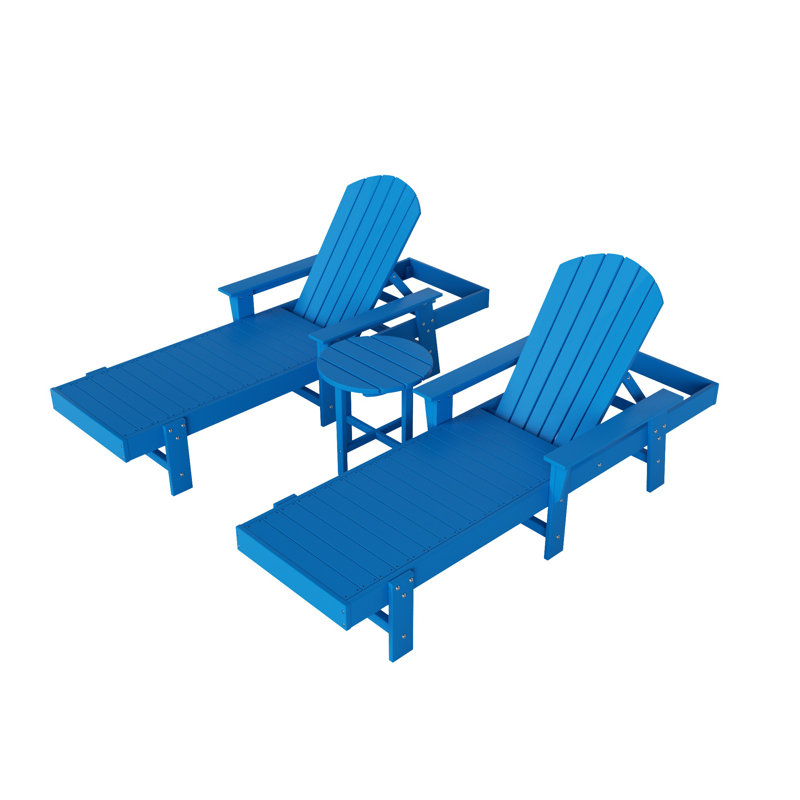 Altura Outdoor Chaise Lounge with Table, Pacific Blue