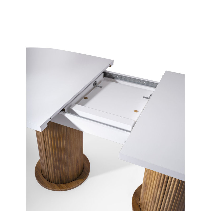Modern Extendable Dining Table, White, 70.9 x 30.3 x 35.4 inches (Extended: 85.0 inches) | 100% Melamine Coated Particle Board, Thickness: 0.7 inches | Durable Plastic Legs, Stylish & Functional for Family Gatherings