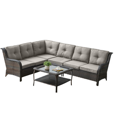 Wicker 6 - Person Modular Patio Conversation Set with Cushions