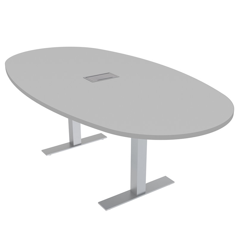 Table de conférence ovale pour bateau avec puissance et données, Brouillard gris, L 84 po x l 48 po