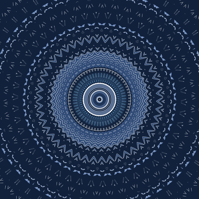 Mandala bleu bohémien, H 30 po x l 30 po