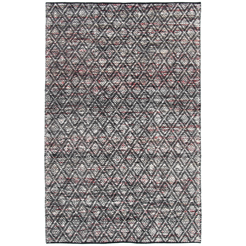 Natura Hand Woven Wool/Cotton Geometric Rug in Ivory/Red/Black, Rectangle 4' x 6'