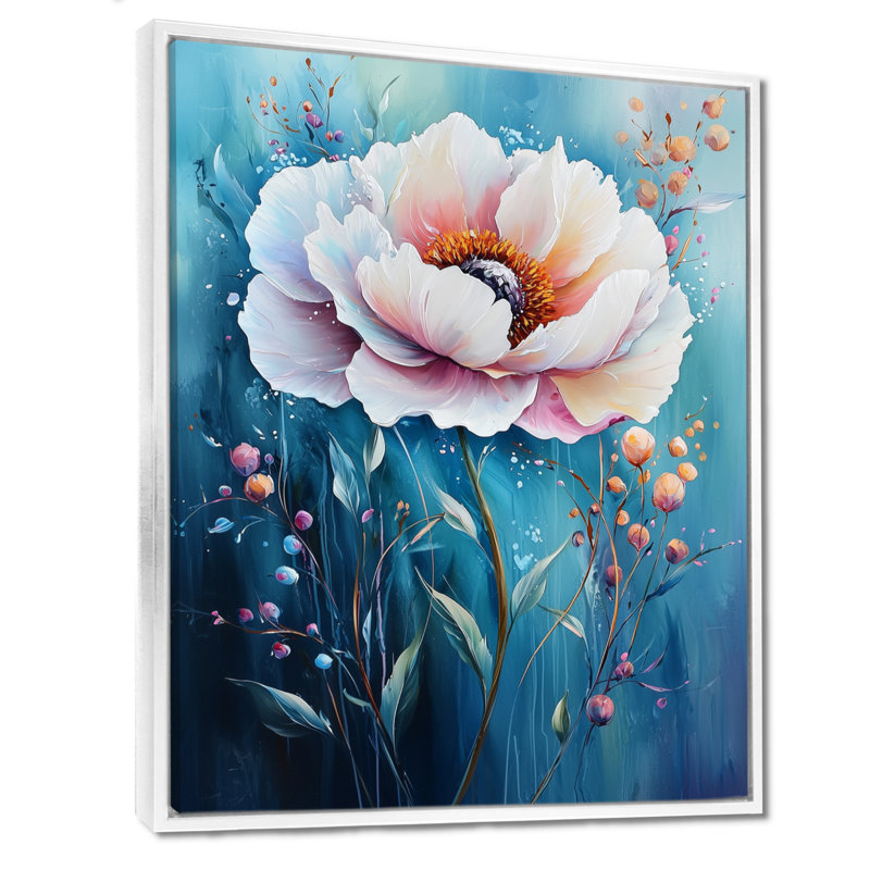 Radiance sous l'eau, pivoines aquatiques modernes II - pivoine, art mural, H 20 po x l 12 po, Blanc