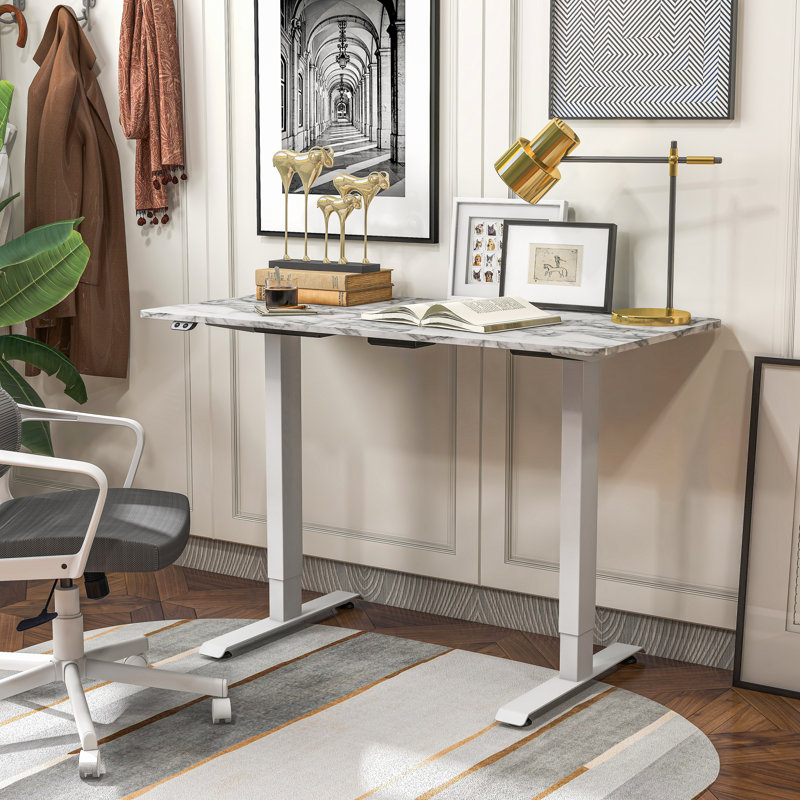 Myrick Adjustable Metal Base Standing Desk, White