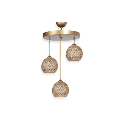 3 Lights Metal Body Cotton Cap Globe Cluster Pendant