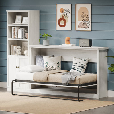 Lit escamotable moderne avec armoire latérale pour petites chambres et chambres d'amis