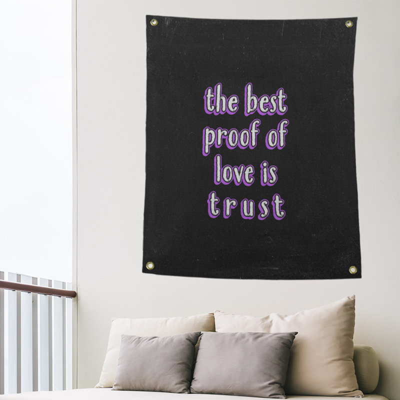 Tapisserie en polyester «Love and Trust» en polyester, H 59 pi x l 50 po, Mauve