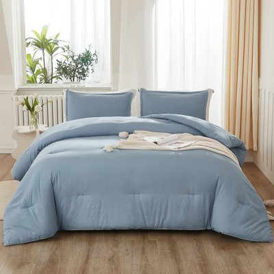 3 Pieces Light Weight Comforters Queen Solid Bedding Comforters Sets