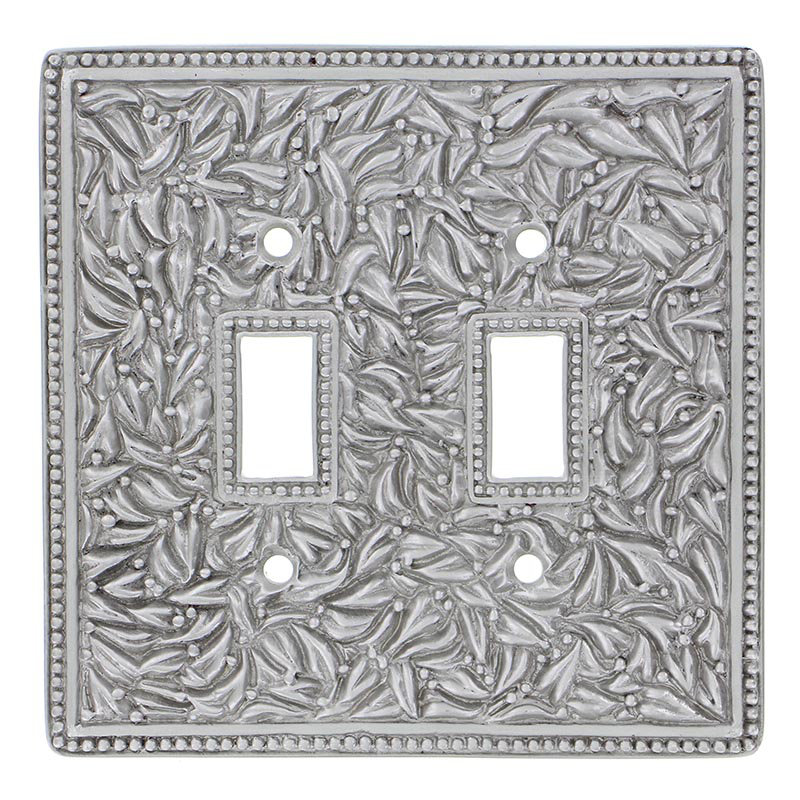 San Michele 2-Gang Toggle Light Switch Wall Plate, Satin Nickel, 5.25" H x 5.38" W x 0.31" D
