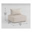 Fauteuil d'appoint capitonné beige avec coussin traversin, siège modulaire sans accoudoirs moderne, structure en bois massif