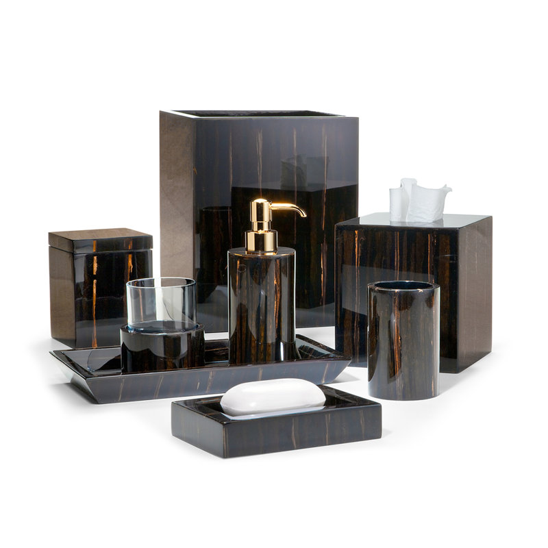 Espresso Brown Abstract Plastic Wastebasket