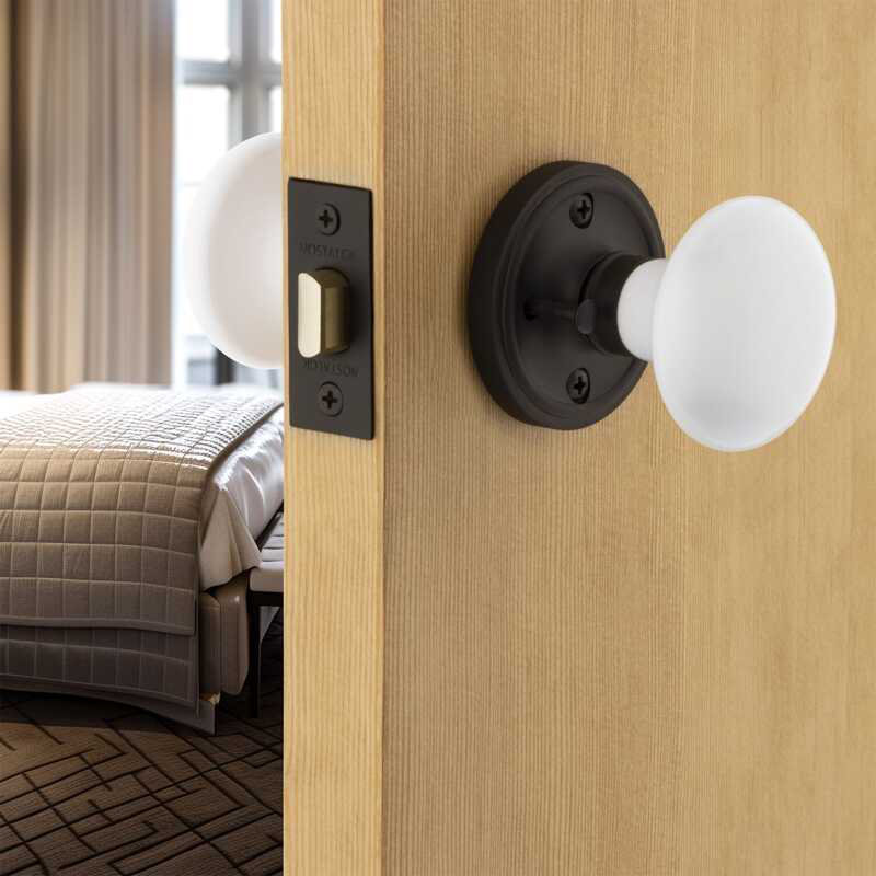 Classic Rosette with White Porcelain Door Knob, Oil-Rubbed Bronze, 2-3/8"