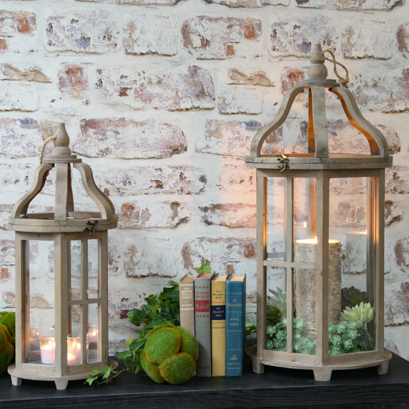 Ensemble de lanternes en bois 2 pièces