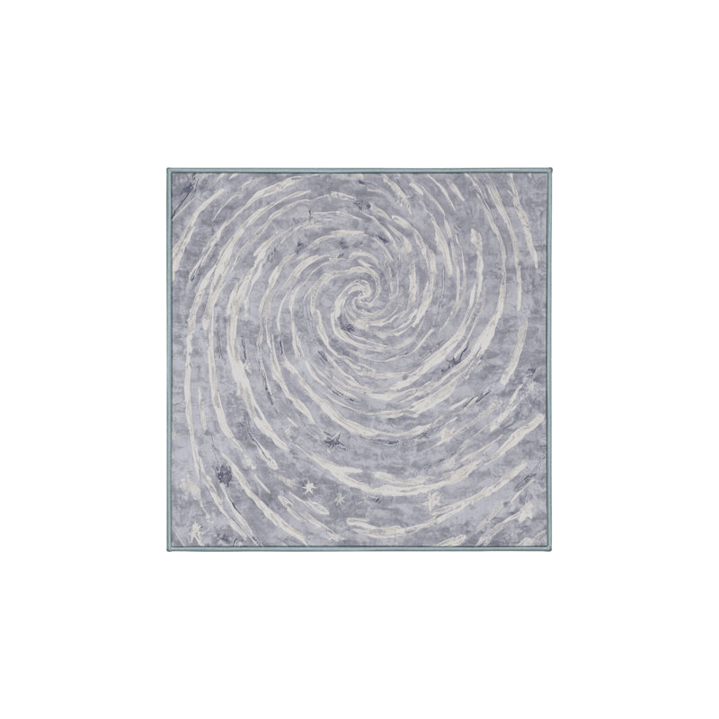 Machine Washable Blue Area Rug, Square 8'