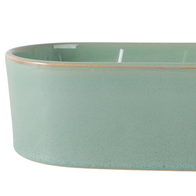 Indoor Candle Ceramic And Wax Coastal Modern Design For Home Office Bedroom Living Room Decor Oval 3-Wick Candles Set Of 2 - 3" Multi-Colored