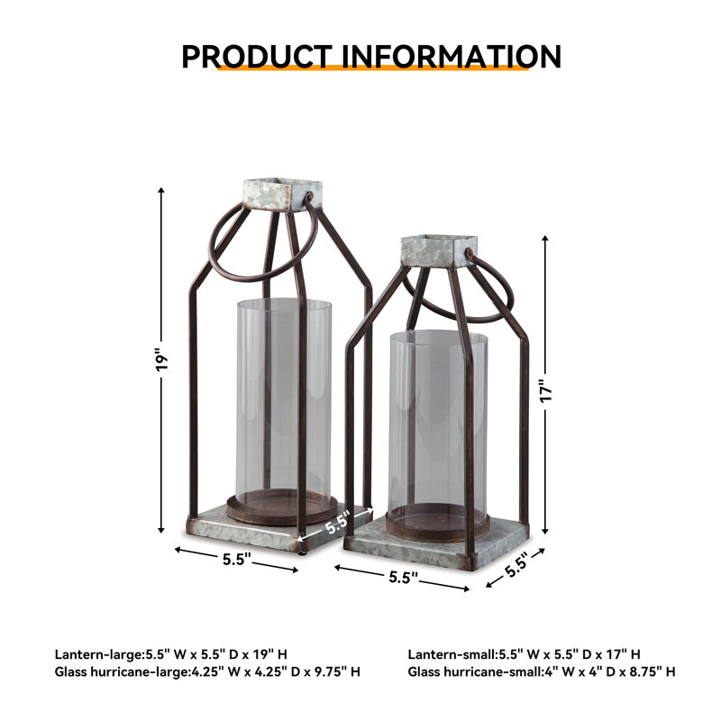 17'' H Metal Tabletop Lantern