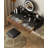 Retro black walnut dressing table with multi-level display storage shelves