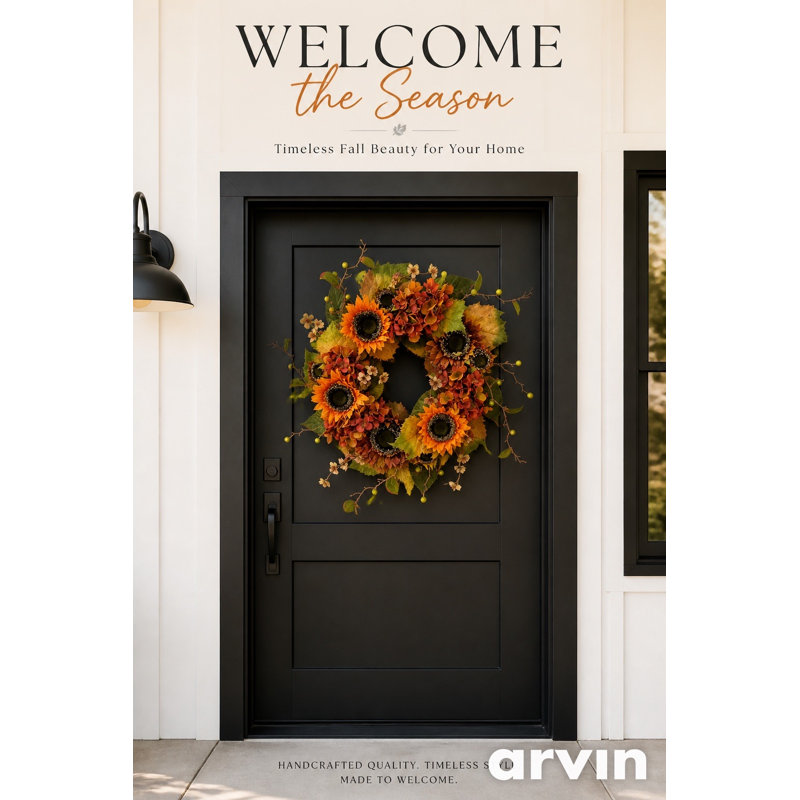 24" Sunflower Terracotta Hydrangea Wreath