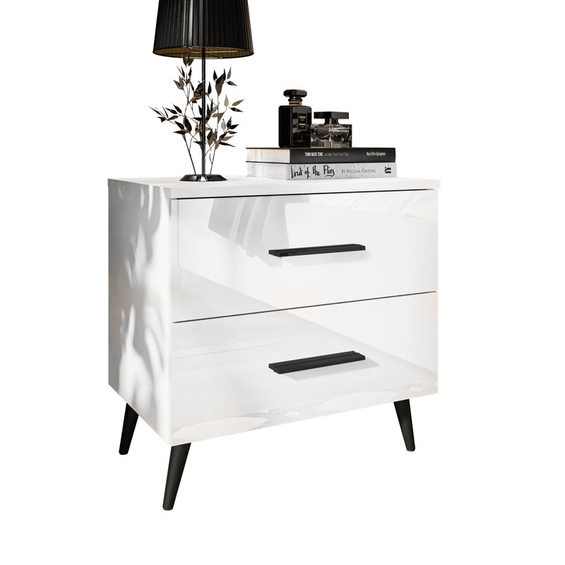 Donnay 2 Drawer Bedside Table, White
