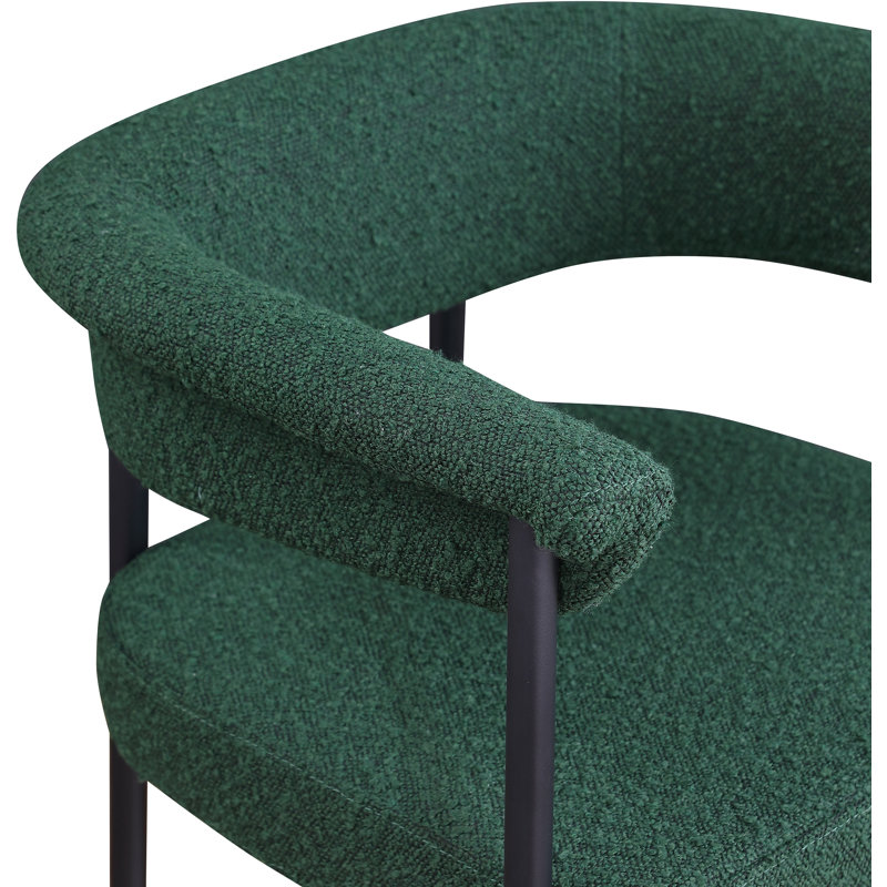 Malin Upholstered Counter Stool with Metal Frame, Green Boucle Fabric