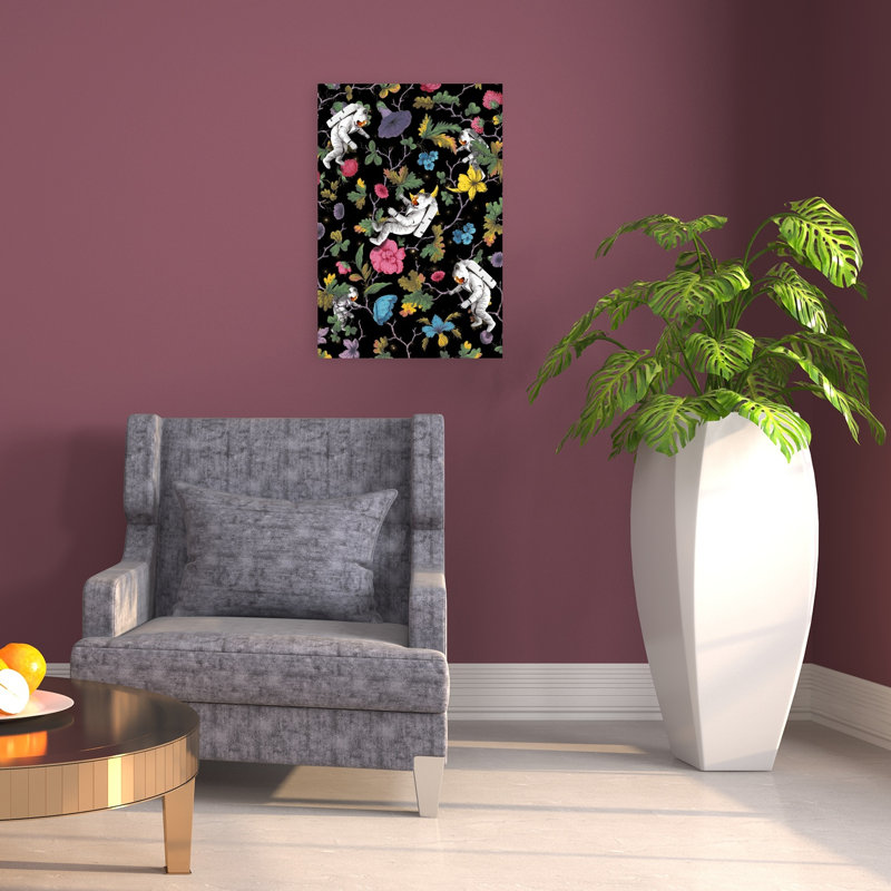 Whimsical Space Garden Colorful Surreal Vibrant Flower Wall Art Print by Marja Van Den - Wrapped Canvas Print